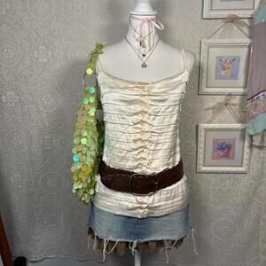 vintage silk cache coquette bow tank top